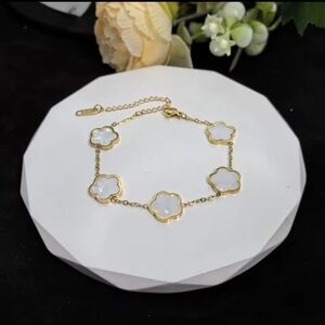 Gold tone Stainless Steel Shell Plum Flower  Bracelet For Women